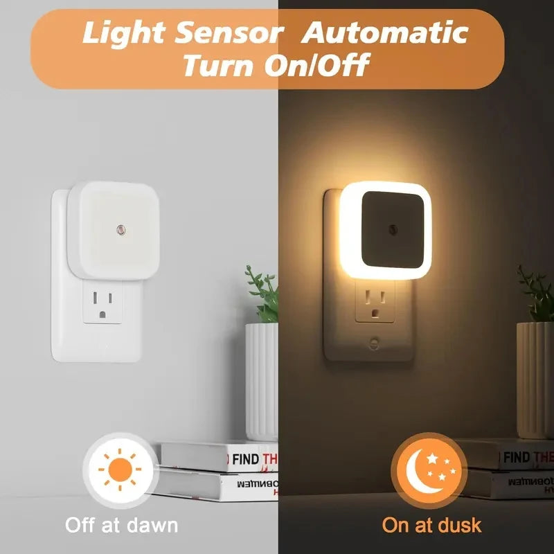 Varden - AutoGlow LED Night Lights – Dusk-to-Dawn Sensor Plug-In Lights (6 Pack)